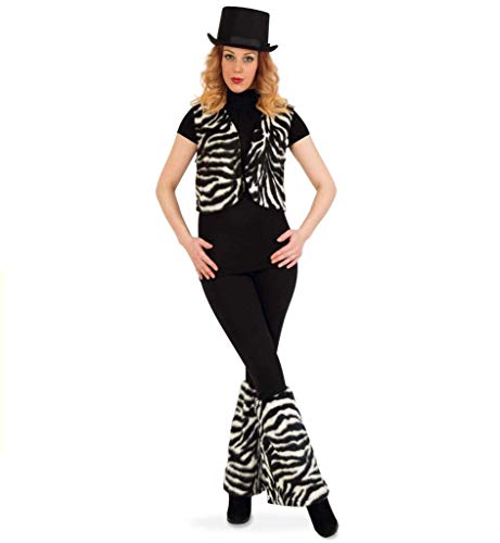 Set Zebra, Weste + Stulpen Plüsch, Tierkostüm Fasching Karneval Party (XL)