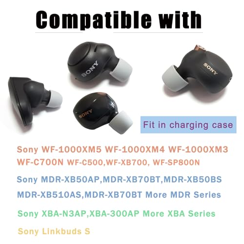 Image of Luckvan Soft Silicone Ear Tips for Sony WF-1000XM5 /WF-1000XM4 Replacement Tips for Sony Earbuds Wireless, 4 Pairs Gray