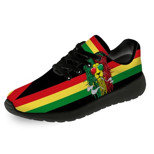 Rasta Print Shoes for Men Women Lightweight Comfort Running Tennis Walking Sneakers Birthday Gifts for Rastafarian Reggae