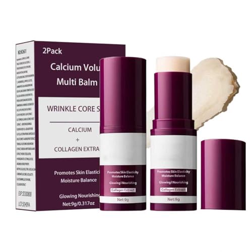 ONMYLOVIN 2PCS Calcium Multi Balm Stick -Collagen Moisturizing Balm Stick for Face,Eyes & Neck, Anti-Wrinkle Eye Cream, Wrinkle Core Sticks For Firming Skin, Hydrating, Anti-aging