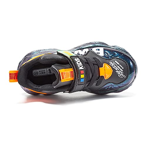 BIG WASP Tênis infantil unissex de corrida leve e respirável para crianças, Preto, laranja, 1 Little