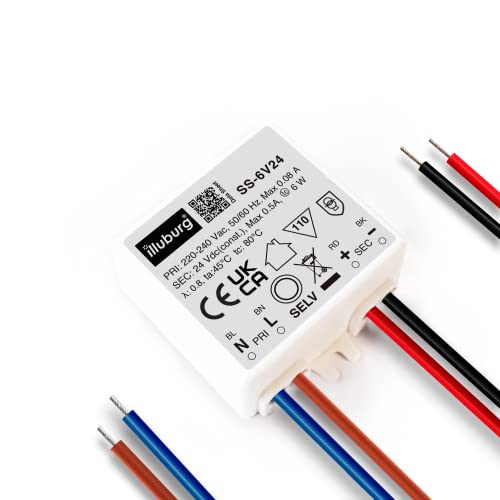 illuburg Transformador LED 24V 6W Sin Parpadeo para Tira LED Alimentador Fuente de Alimentación Driver