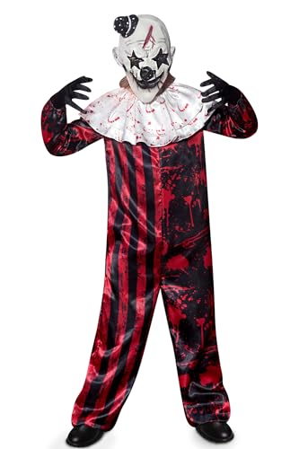 BesserBay Halloween Creepy Clown Outfit for Little Kids Red Black Romper 7-8 Years