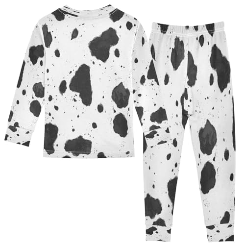 Pajama Sets Long Sleeve Seamless Animal Pattern Cow Soft Comfy Sleepwear 2 Piece PJS 3-8T3