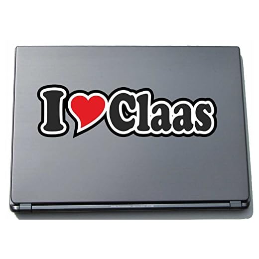 Indigos UG Laptop Aufkleber I Love Claas 210 mm - Notebook Aufkleberskin - Dekoration für Laptopdeckel - für Studenten, Büro, Schule, Uni Sticker mit Namen von Mann Frau Kind