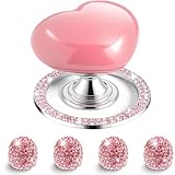 1 Set of Car Start Button Accessories Push Start Button Cover, Ceramic Heart Button, Bling Crystal Ring, 4-Pack Rhinestone Tire Valve Stem Caps, for Car Interior Accessories Thoughtful Gift for Women