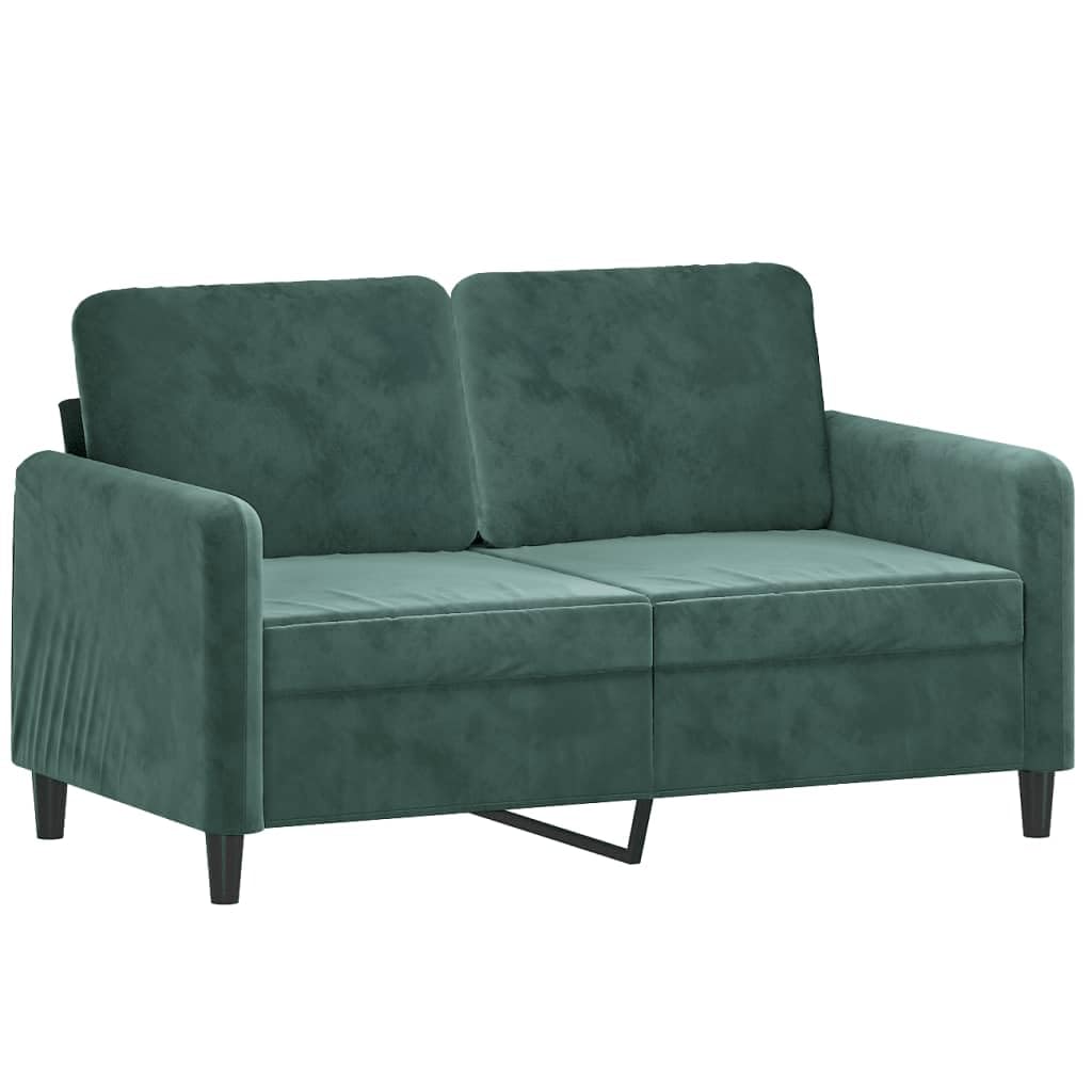 Juego de sofá de terciopelo verde oscuro, 2 sofás de 2 plazas con reposapiés, sofá tapizado para salón, diseño moderno, cómodo sofá de terciopelo para el hogar