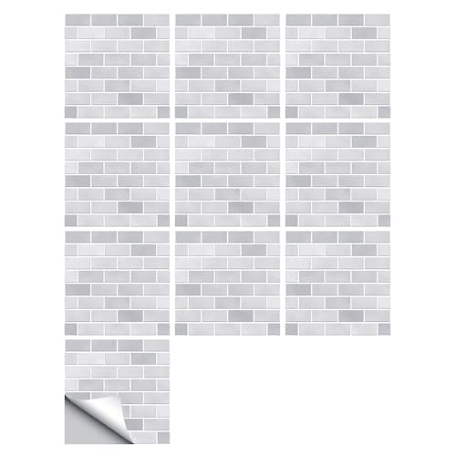Hixingo Azulejos Adhesivos Cocina, 30 Piezas Autoadhesivos Baldosas Adhesivas Pared Cocina Pared Patrón de Mosaico PVC Impermeable Azulejos Baño (Gris claro,15x15cm)