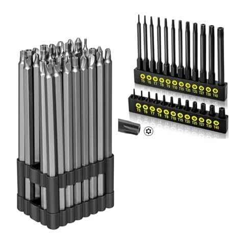 InPower 32pcs Extra Long Security Power Bit Set & 24pcs Torx Bit Set Cover