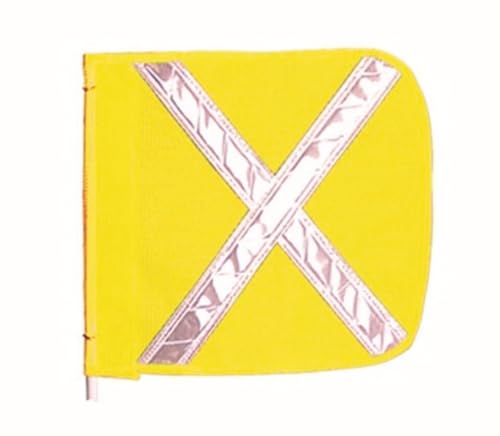 Checkers Heavy Duty Replacement 16\" Yellow with White X Warning Whip Safety Flag - Industrial Safety Flags for Trucks, Mining, Construction - Made in the USA - FS9025-16-Y
