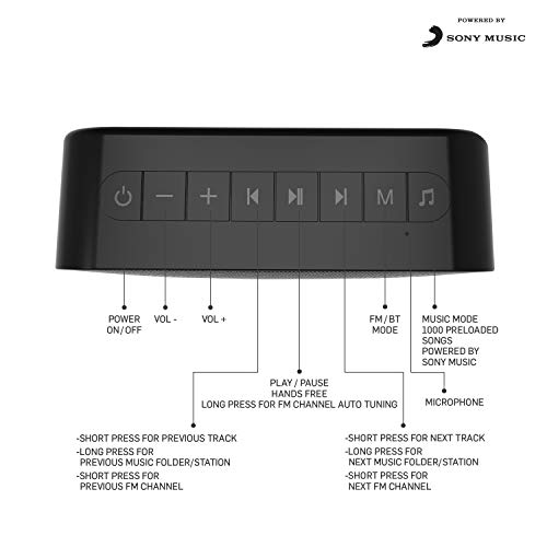 Image of ACOOSTA SUNO HITS - Powered by SONY MUSIC, 1000 Preloaded Songs - 7 stations & 250 artists, Portable Wireless Bluetooth Speaker with Mic, FM Radio, USB, Aux In, Aux Out, True Wireless Stereo - (Black)