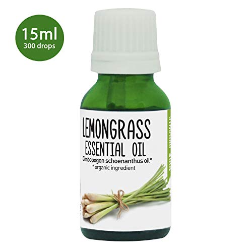Elfeya Cosmetics Lemongrass Essential Oil (15ml / 300 drops) Pure Organic Aromatherapy Oil. Uplifting, Stimulating and Revitalizing Used in Massage Oil, Essential Oil Diffusers And Oil Burning Lamps.