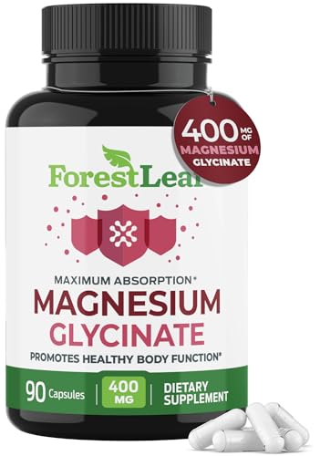 Pure Magnesium Glycinate 400mg Serving - High Absorption Magnesium Glycinate - Mag Bisglycinate for Stress, Bones, Muscles, Nerves, Relaxation & Heart Healt - 90 Capsules