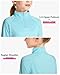Girls Long Sleeve Shirts Quick Dry Athletic Tops Quarter Zip Pullover Kids Teens Sportswear for Golf Yoga Tennis Light Blue 13-14 Years