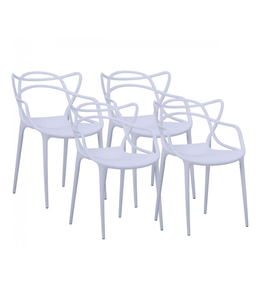 PEGANE Lot de 4 Chaise Forme Papillon en polypropylène Coloris Blanc - Longueur 55 x Profondeur 55 x Hauteur 83 cm