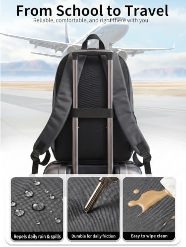 DKVULT Grey Backpack for Women Men, Casual School Backpack Teen Boys and Girls,15.6 Inch Laptop Bookbag for College High School Teenage Back to School Gifts — view 4
