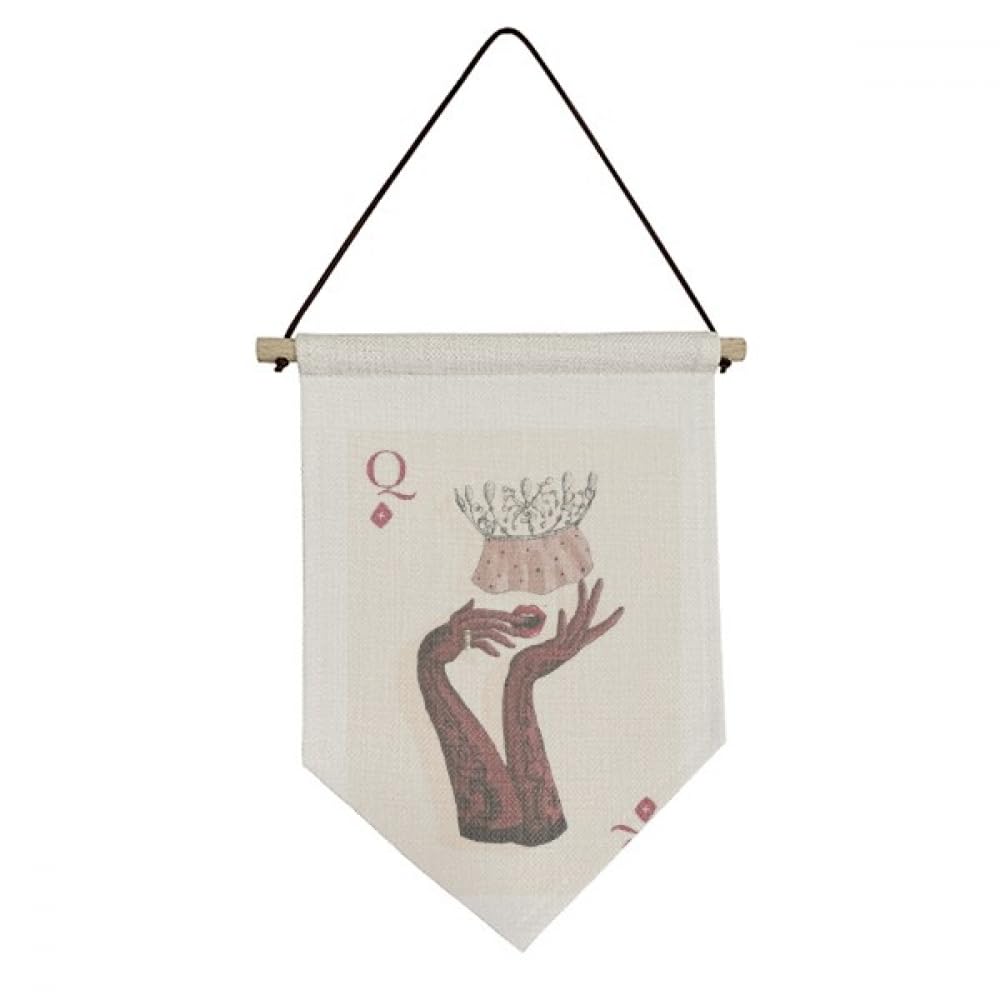 Drapeau en toile à suspendre cartes à jouer Q en tissu premium durable