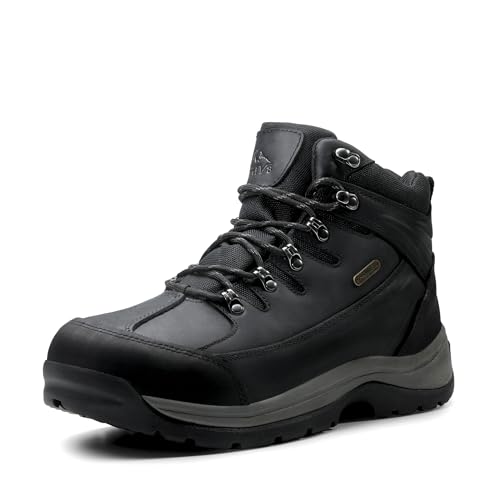 NORTIV 8 Men's Leather Waterproof Hiking Boots Mid Ankle Trekking Mountaineering Outdoor Boots