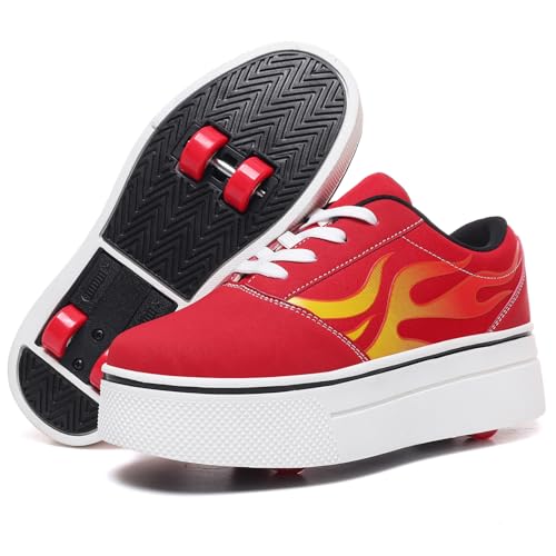 ANEFUN Schuhe mit Rollen für Jungen Mädchen, Abnehmbar 4 Räder Rollschuhe Schuhe Kinder