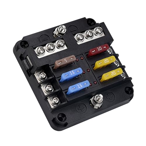 Caja de fusibles de 6 vías para coche y barco con bloque positivo y negativo