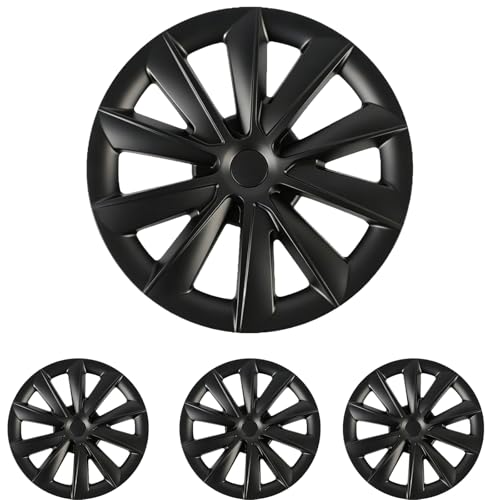 Tesla Model 3 Wheel Cover Blade Style Wheel Hub Capss Hubcaps 18 inch Matte Black ABS Symmetry Design Compatible with Tesla Model 3 2017-2023 18 Aero Wheel