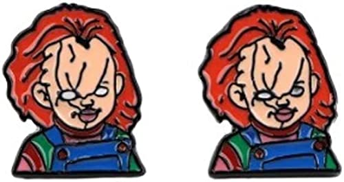 Chucky Horror Movie Doll Character Metal Enamel Stud Earrings