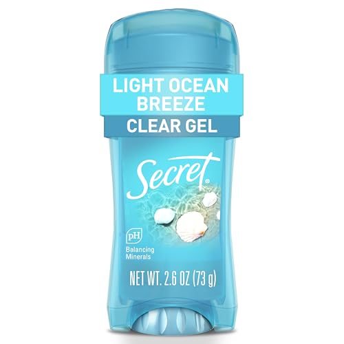 Secret Fresh Antiperspirant Deodorant for Women, 72hr Breathable Sweat & Odor Protection, Instant Freshness & Gentle, PH Balancing Minerals, Clear Gel, Light Ocean Breeze Scent, 2.6 oz
