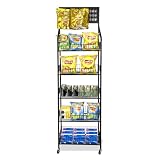TONGMO 5 Tier Snack Rack Display Stand - Retail Display Shelves with Top Pegboard, 15 Hooks, Bakery Display...