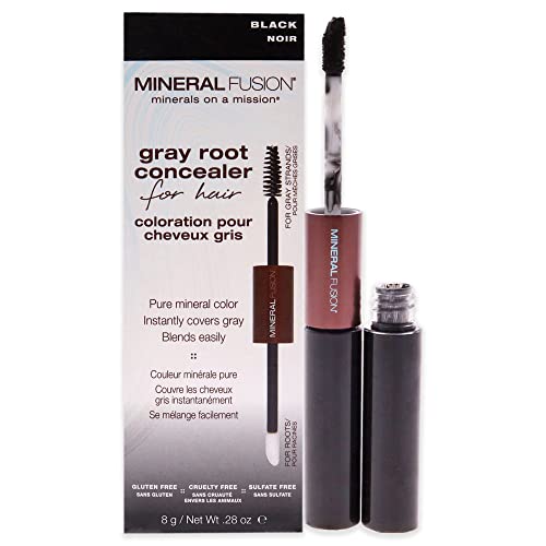 Mineral Fusion Gray Root Concealer for Hair, Black, 0.28 Ounce