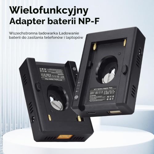 NP-F adapter do baterii Sony NP-F980, 970, 750, 550 akumulator z wejściem typu C, D-Tap, USB-A, 12 V DC / 8,4 V DC wyjście z uchwytem 1/4" do zasilania kamer