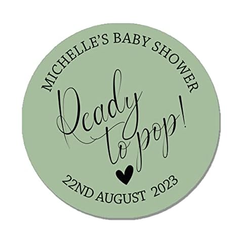 35 Personalised Baby Shower Stickers Thank You Popcorn Cone Stickers, Favour Bag Stickers, Ready to Pop (Sage) Cover