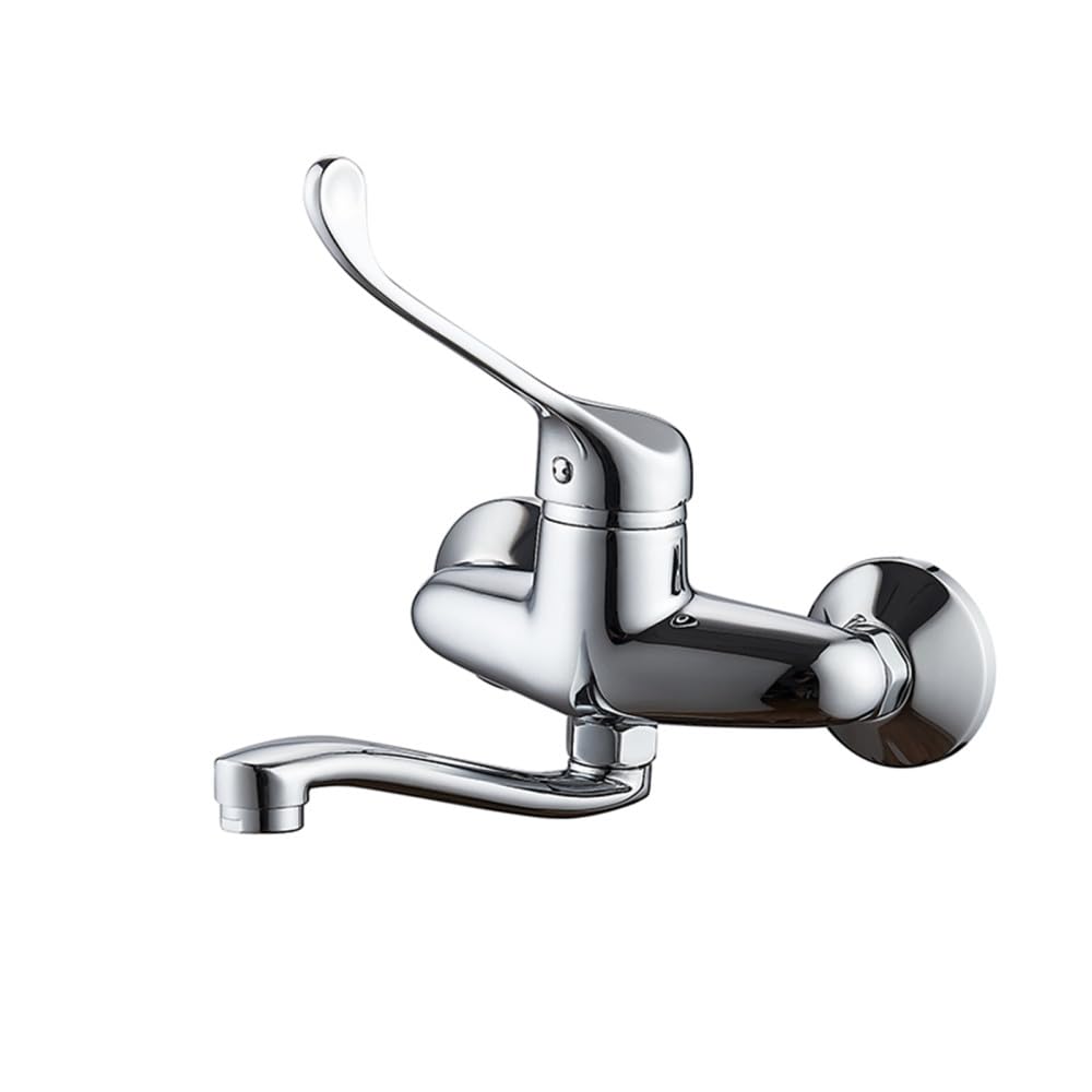 Robinet de cuisine mélangeur mural double trou en laiton chromé orientable