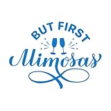 Stickers muraux et muraux en vinyle mais d'abord mimosas calligraphie lettrage à la main 57.6x79cm Culture du tatouage Bleu