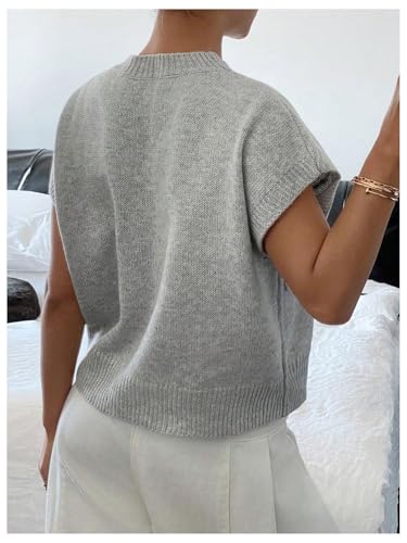 Image of SOLY HUX Women's Short Sleeve Sweater 3D Floral Sweaters Pullover Tank Tops Knit Vest Trendy Fashion Clothing