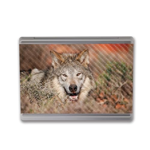 Image of MightySkins Carbon Fiber Skin Compatible with Microsoft Surface Laptop Go 3 (2023) Full Wrap Kit - Happy Wolf | Protective, Durable Textured Carbon Fiber Finish | Made in The USA