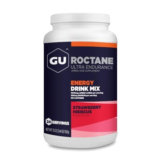 Gu Energy Roctane Ultra Endurance Energy Drink Mix, Strawberry Hibiscus, 3.44 lb. Canister (24 Servings)