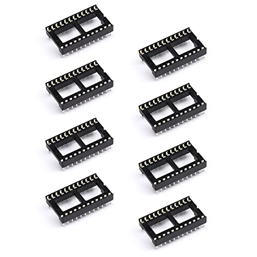 JESSINIE 8Pcs IC Socket Wide 24P DIP IC Chip Socket Adaptor 2.54mm Pitch Dual Row 24 Flat Pin Wide