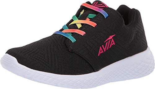 Avia Girl's Avi-Kismet Sneaker, Black/Jazzy/Rainbow/White, 4 M US Big Kid