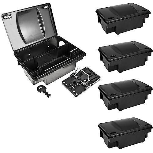 5 x Köderstation Ratten Set Köderbox Box Garten Mausfalle Mäuse mit Schlagfalle Rattenköderbox Rattenköderstation Rattenfalle Kinder- Haustiersicher Petigi