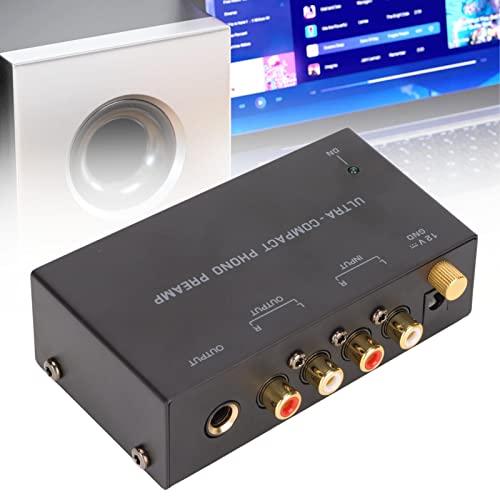 Phono draaitafelvoorversterker,Mini Elektronische Audio Stereo Fonograafvoorversterker met ingang, uitgang en Geluidsarme Bediening,Draagbare Onafhankelijke Knopbediening(EU) - Image 4