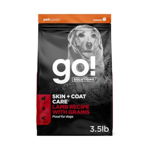 Go! Solutions Skin + Coat Care Lamb Dry Dog Food with Grains, Chicken-Free, Healthy Kibble with Omega-3s & 6s for Soft, Shiny Fur, for Puppies, Adults, & Seniors, 3.5 lb Bag