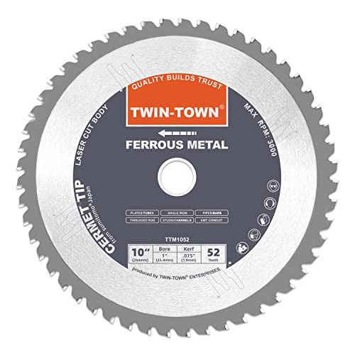 Twin-Town 10-Inch 52 Teeth Dry Cut Steel And Ferrous Metal Cermet Saw Blade With 1-Inch Arbor #TOP29