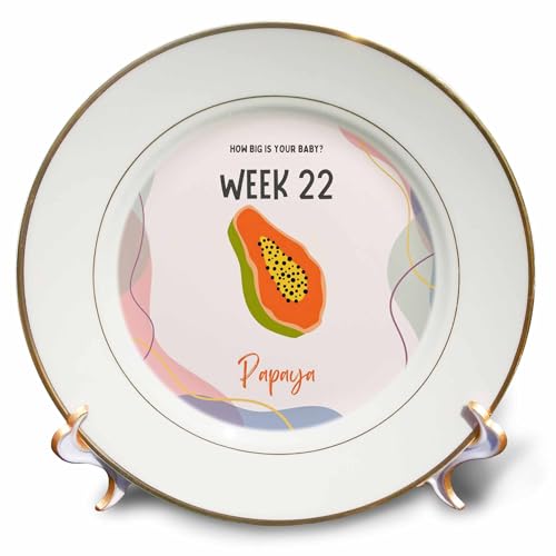 3dRose Image of Papaya How Big is Your Baby Week 22 - Plates (cp-388474-1)