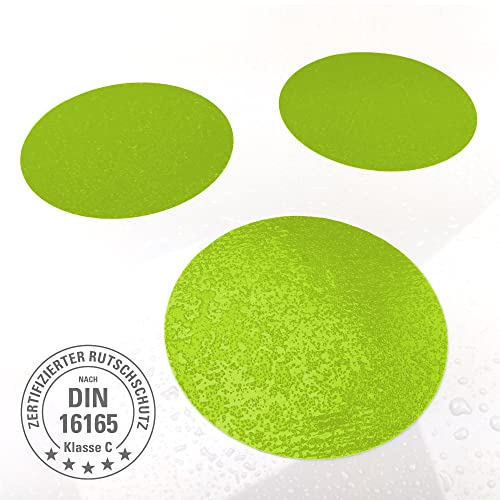 AnTina TAPES® grüne Anti-Rutsch-Aufkleber als Pads für Dusche & Badewanne, Sticker Zertifiziert rutschhemmend & selbstklebend, als Badematte Duschmatte (10 Stück, 9 cm (ø), Grün)