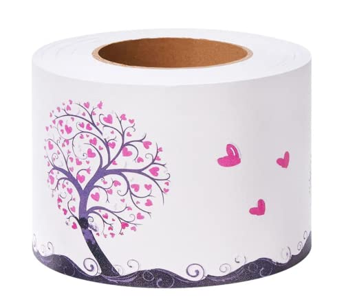 VisitRyl Bordure Frise papier peint Arbre Violet Décoration murale amovible Frise Murale Bordure de Tableau d'Affichage Découpée Autocollant imperméable en PVC Plinthe 10cm X 500cm