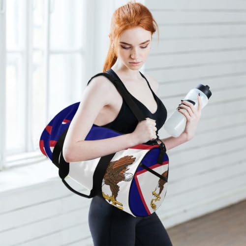 Bolsa de lona para viajes y deporte unisex con bandera de Estados Unidos Samoa 6
