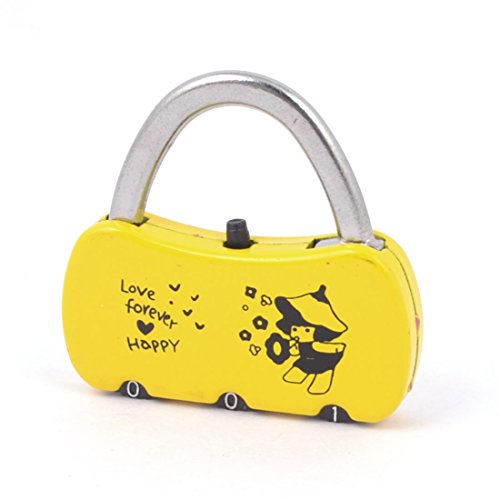 Image of Aexit Yellow Metal Padlocks & Hasps Bag Shaped Resettable 3 Digits Jewelry Box Drawer Suitcase Combination Password Combination Padlocks Lock Padlock