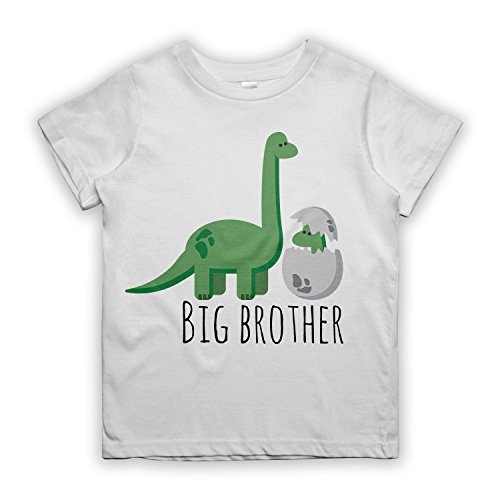 RiotBunny Big Brother Dinosaur Dino Newborn Sibling per Bambino T-Shirt Maglietta Bianca Small