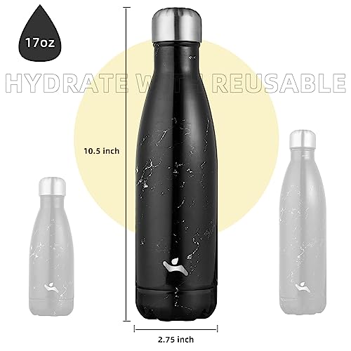 Image of Konokyo Insulated Water Bottles,17 oz Double Wall Stainless Steel Vacumm Metal Flask for Sports Travel,Marble Midnight