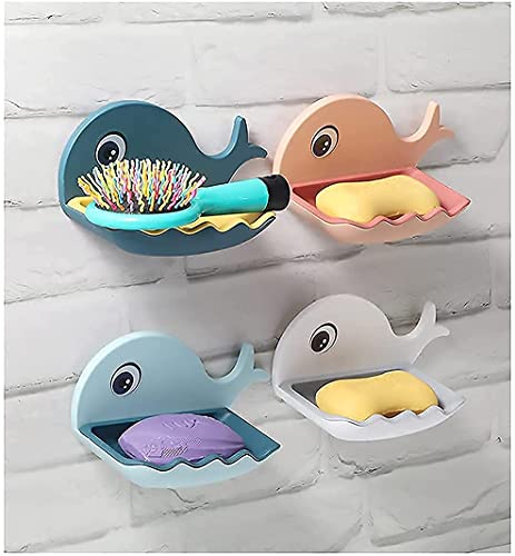 Image of MAPPERZ Fish Shape Soap Stands for Bathroom /Double Layers Plastic Adhesive Waterproof Wall Mounted Bar Soap Dish Holder Rack for Shower Wall, Kitchen, Bathroom Pack of 2